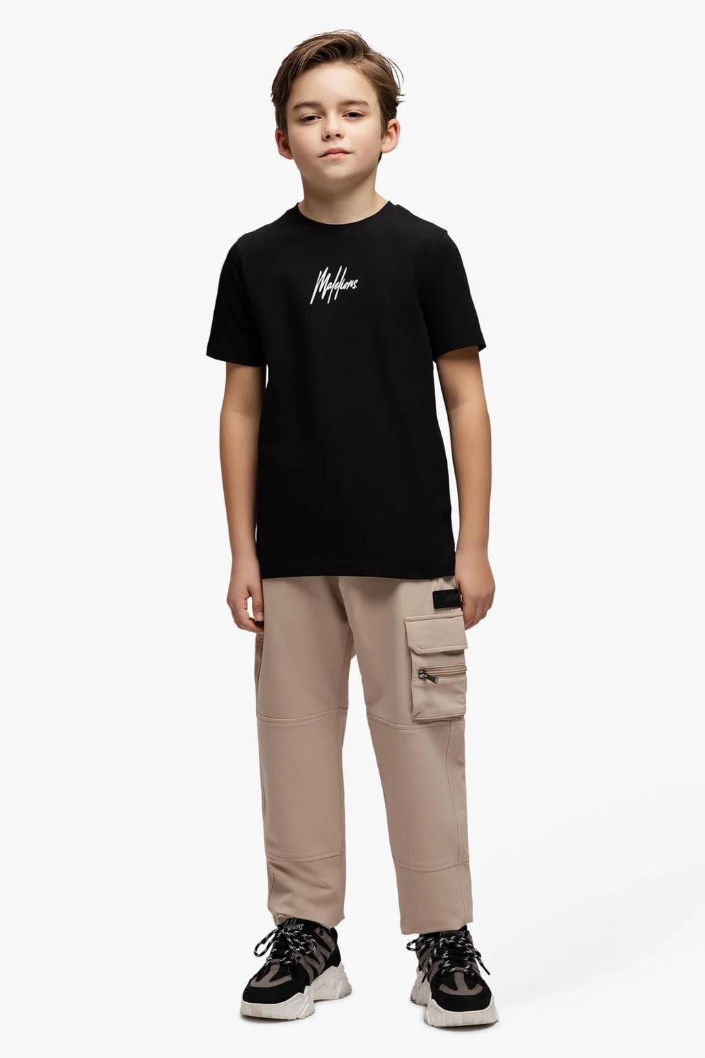 Beige jongens Malelions casual broek van polyamide met elastische tailleband met koord en effen