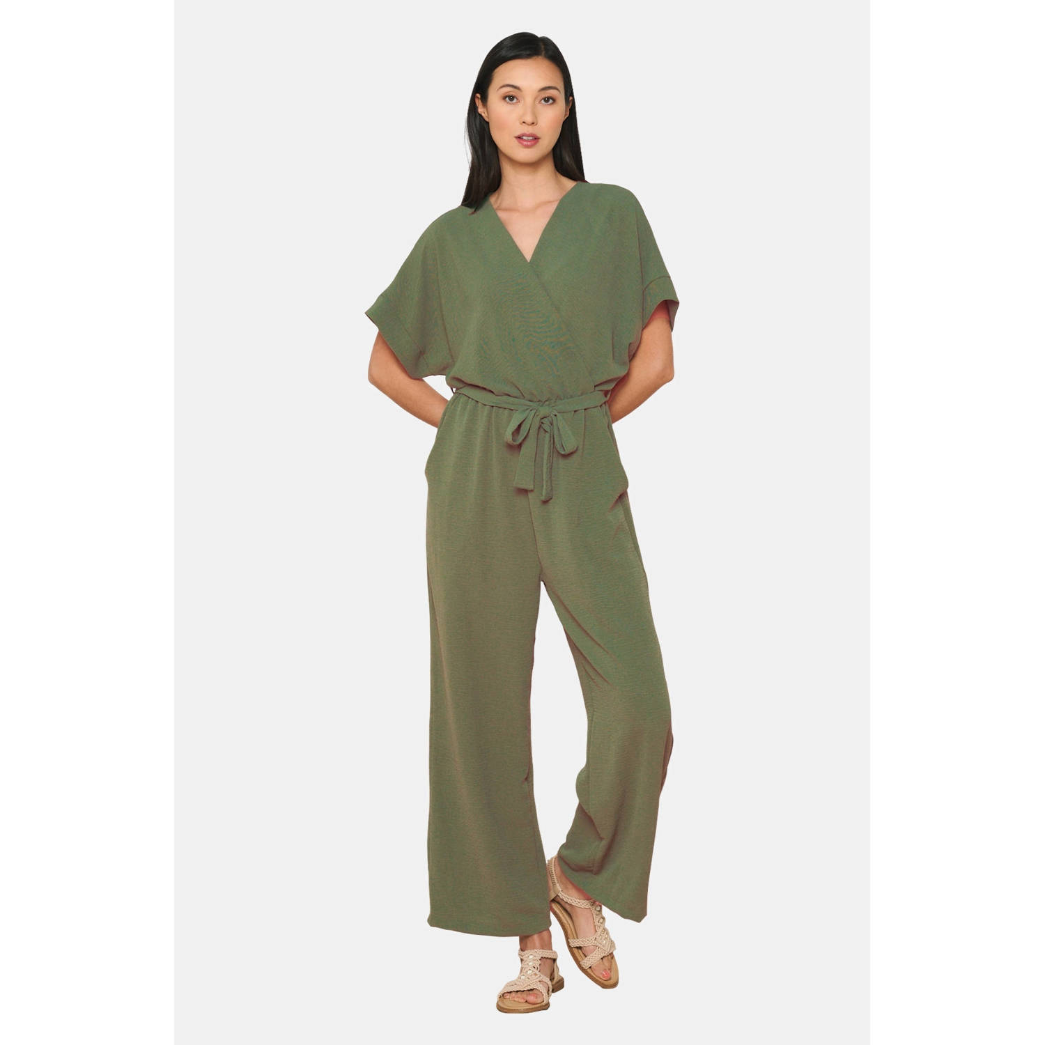 LOLALIZA rechtvallende jumpsuit kaki