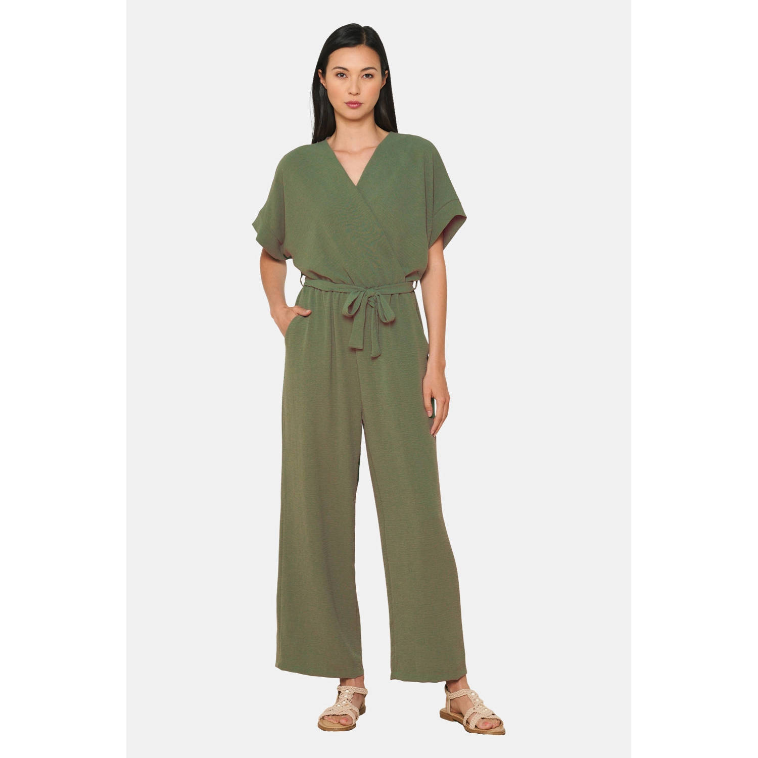 LOLALIZA rechtvallend jumpsuit kaki