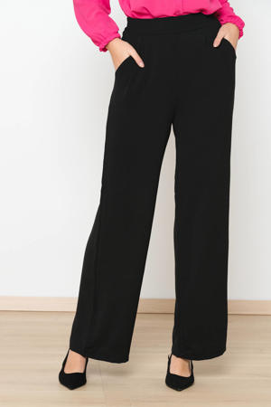 wide leg high waist pantalon zwart
