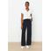 LOLALIZA wide leg high waist pantalon donkerblauw