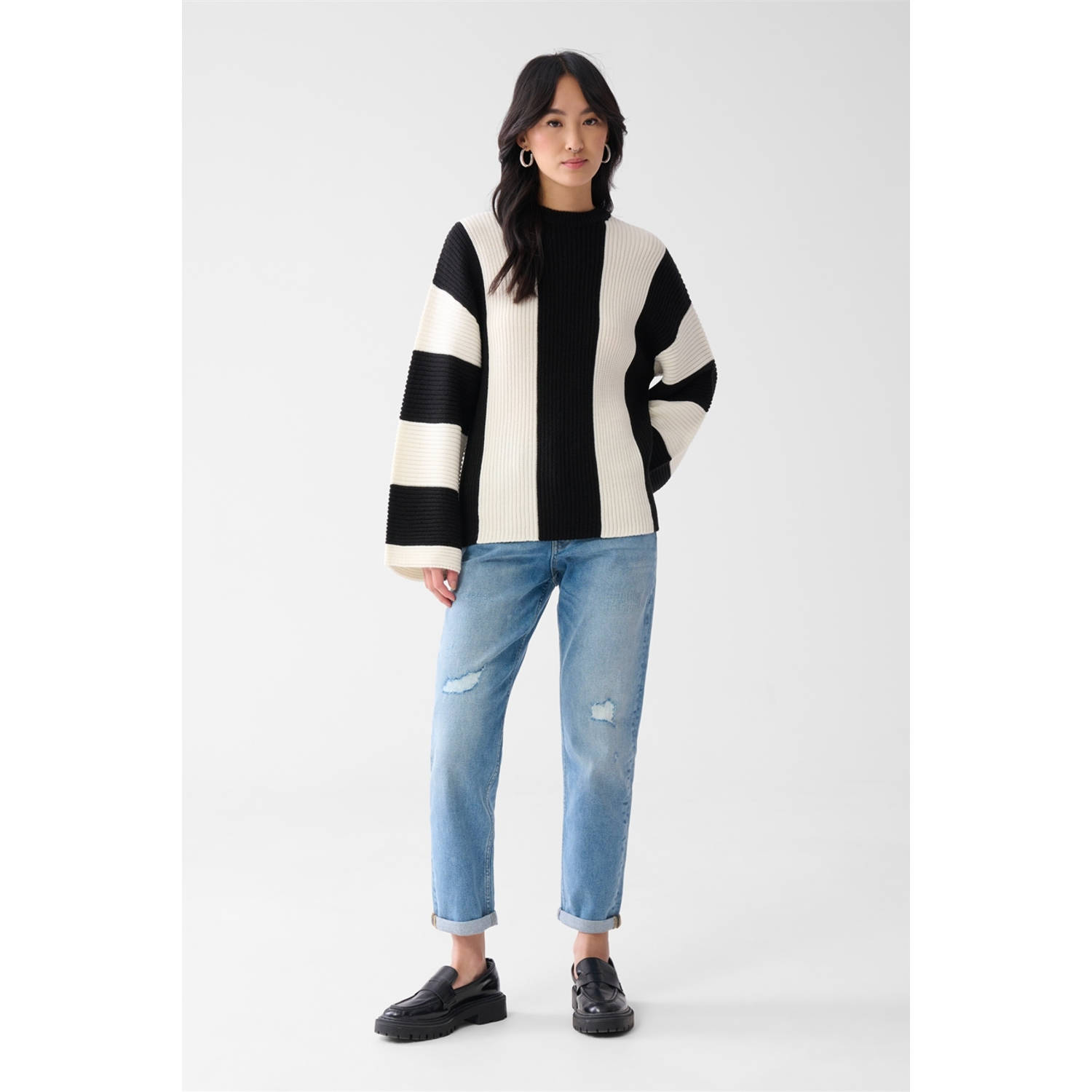 Shoeby trui zwart rib gebreid