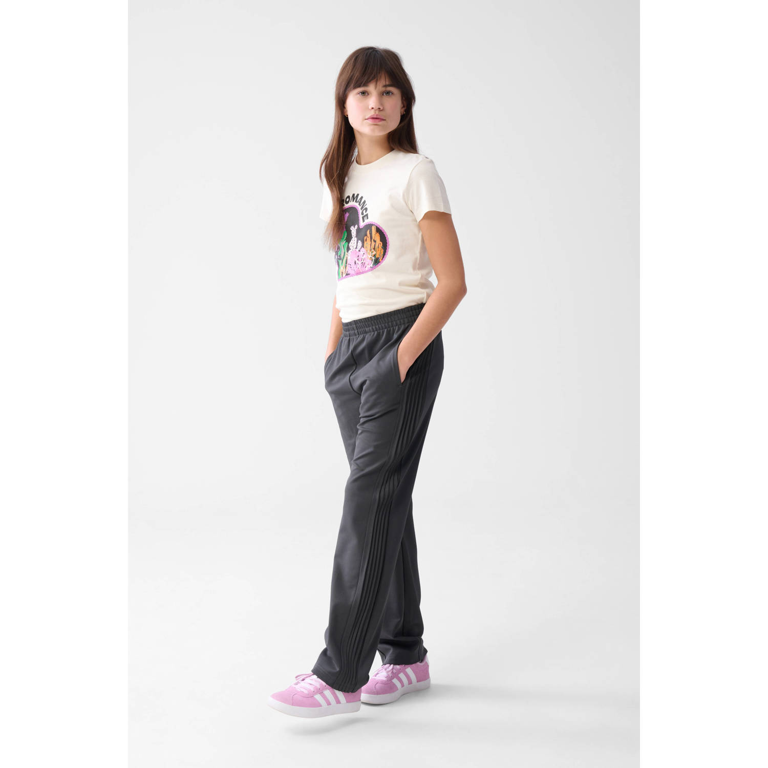 Shoeby wide leg casual broek grijs