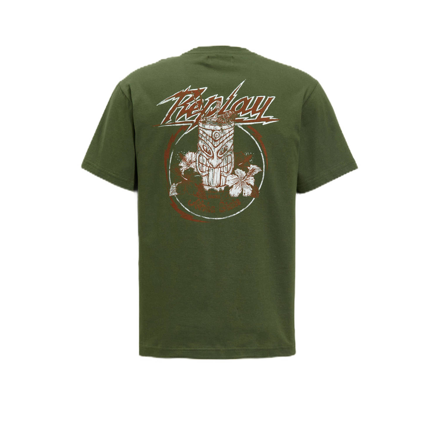 REPLAY T-shirt olijfgroen