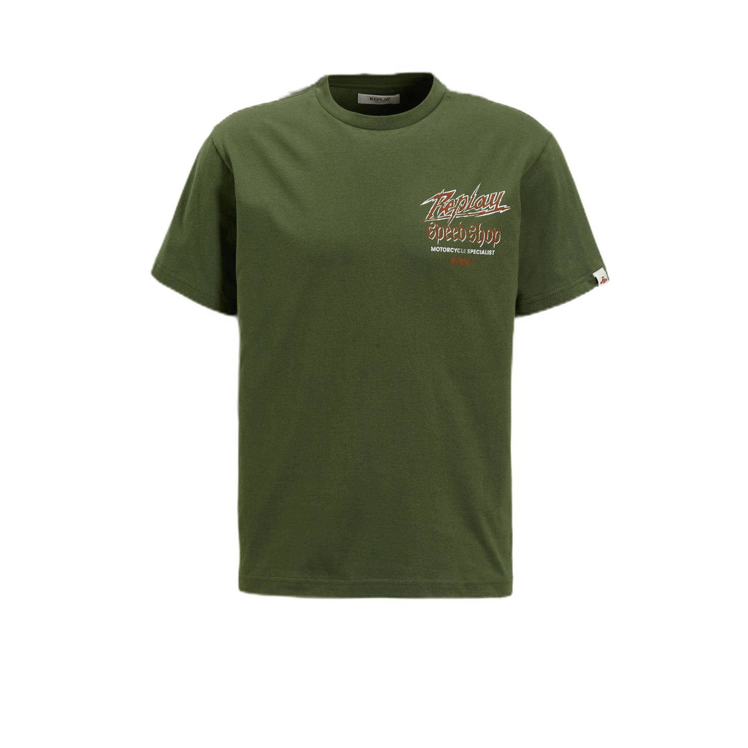 REPLAY T-shirt olijfgroen