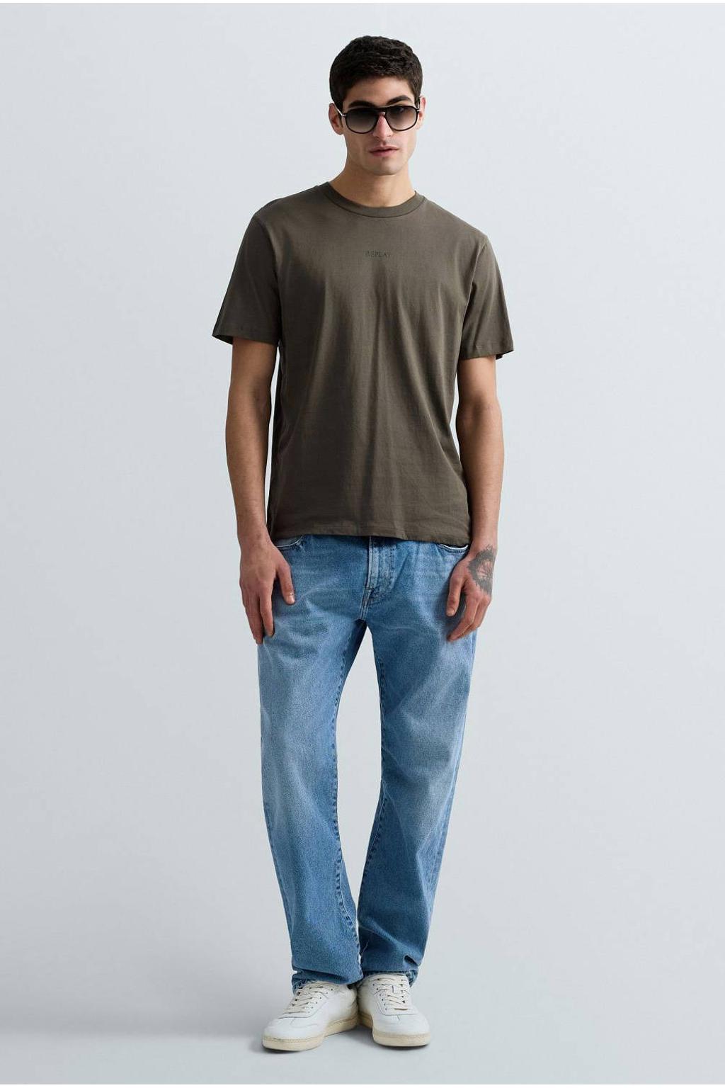 REPLAY regular fit t-shirt mud green