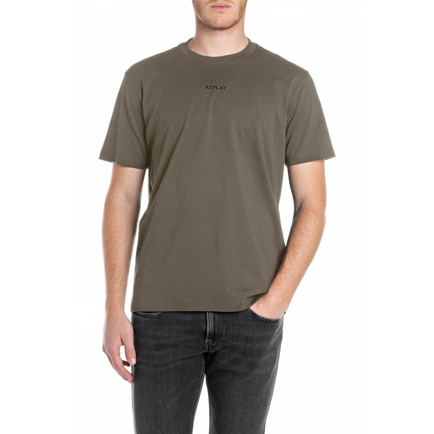 REPLAY regular fit t-shirt mud green