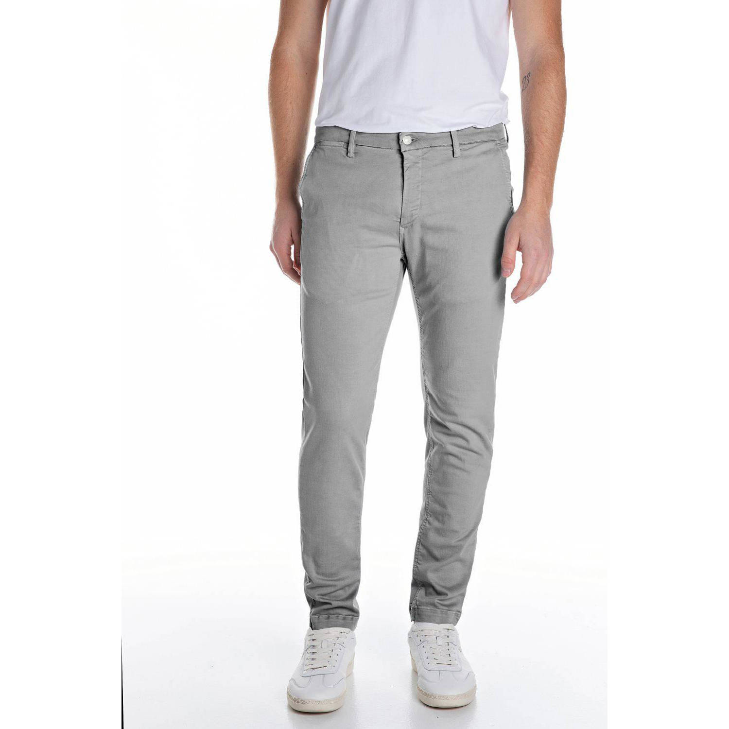 REPLAY slim fit chino ZEUMAR grijs