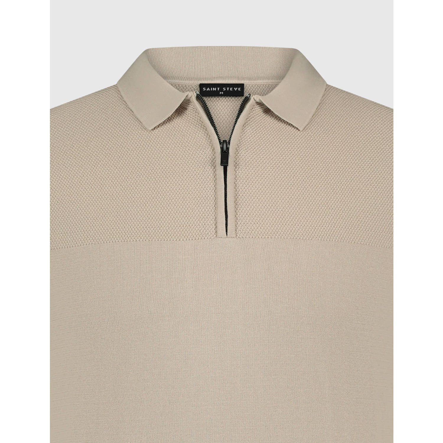 Saint Steve regular polo gebreid beige