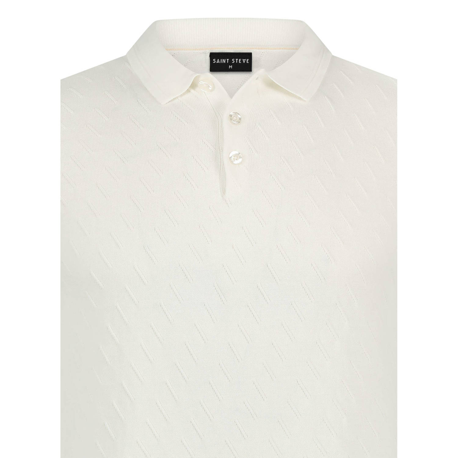 Saint Steve regular polo met textuur wit