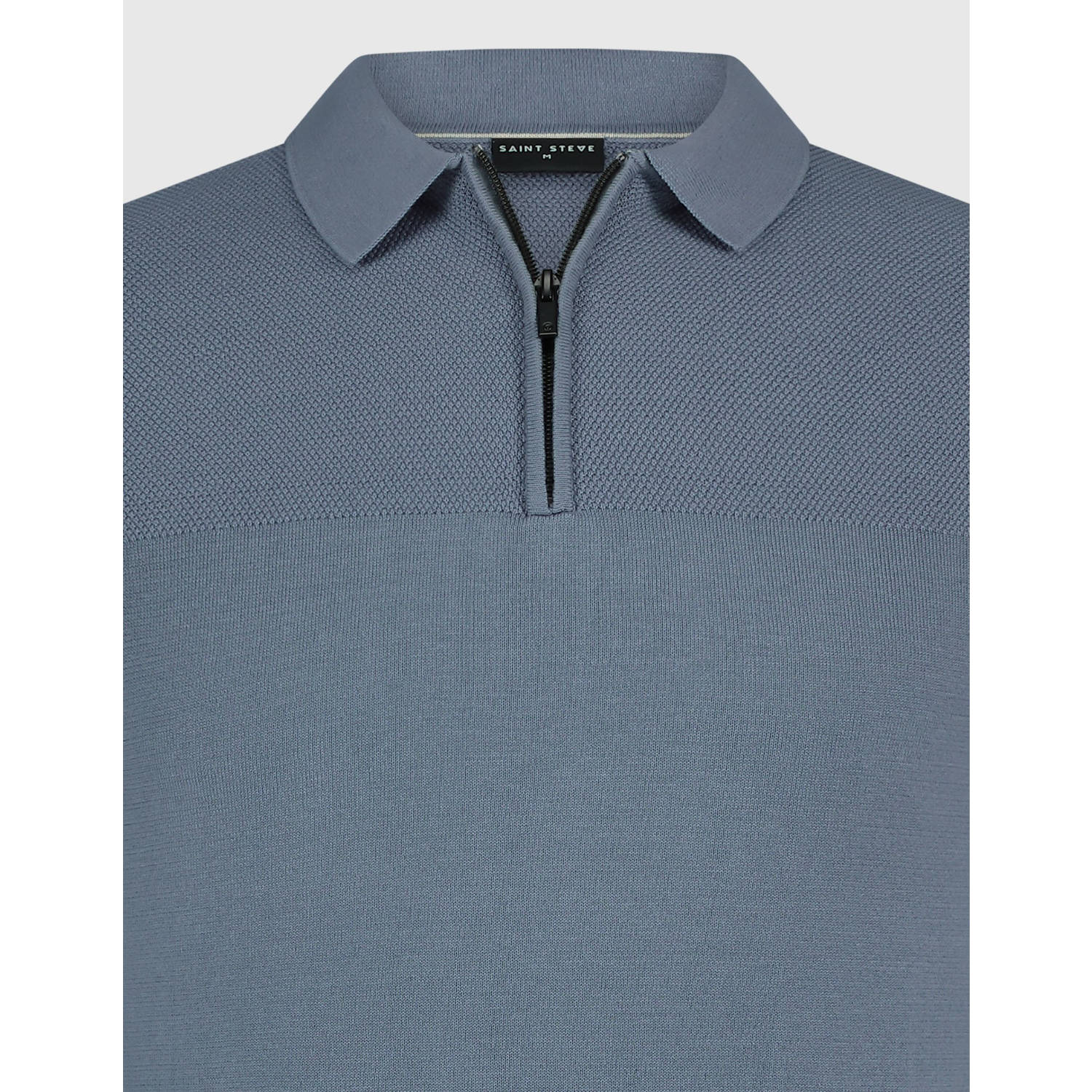 Saint Steve regular polo gebreid blauw