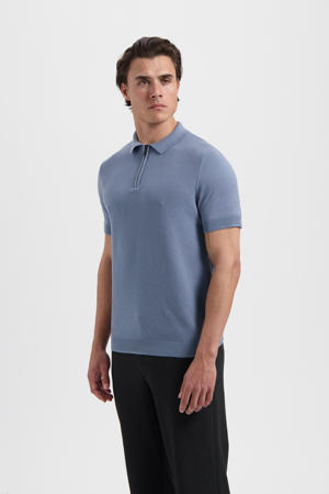 regular polo gebreid blauw