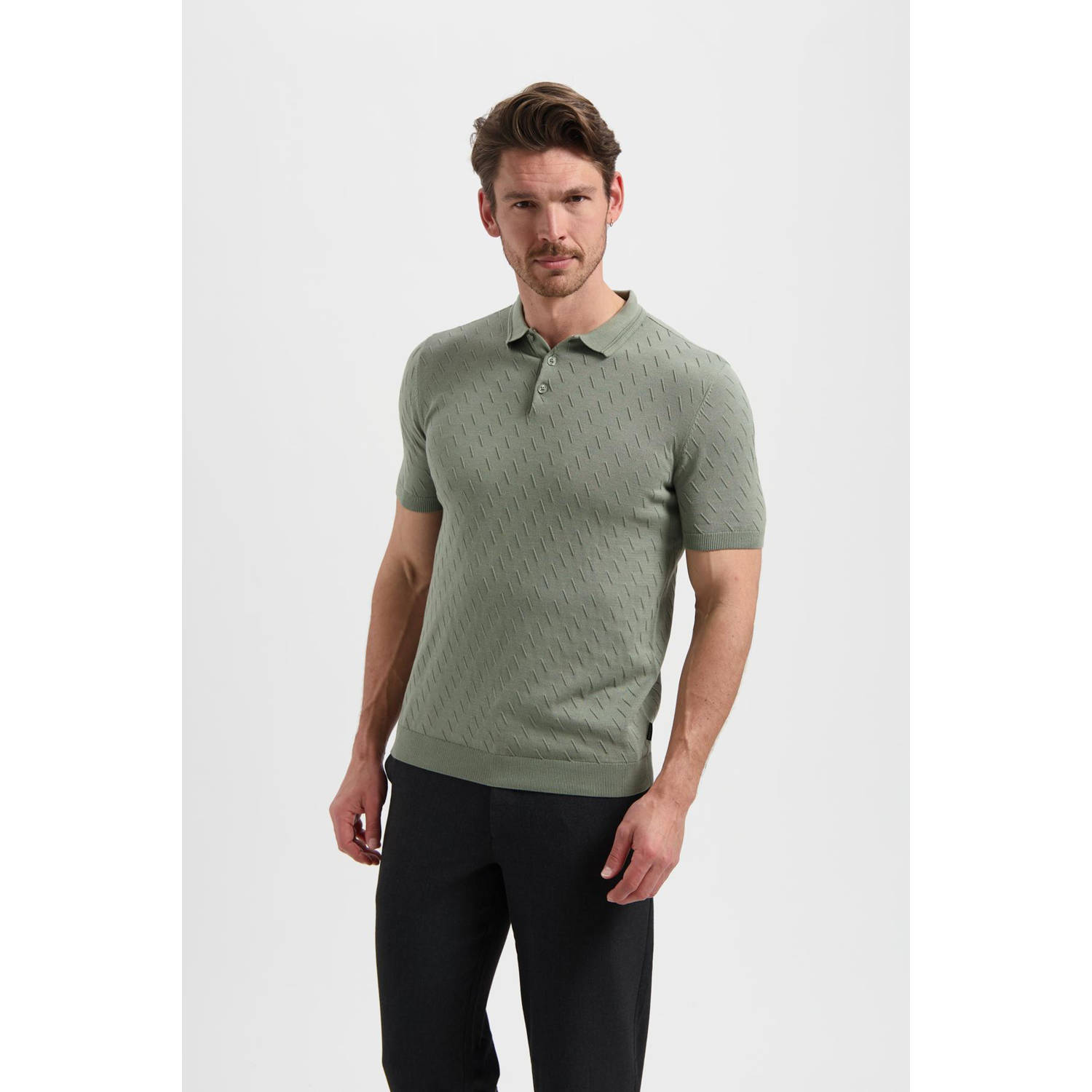 Saint Steve regular polo met textuur groen