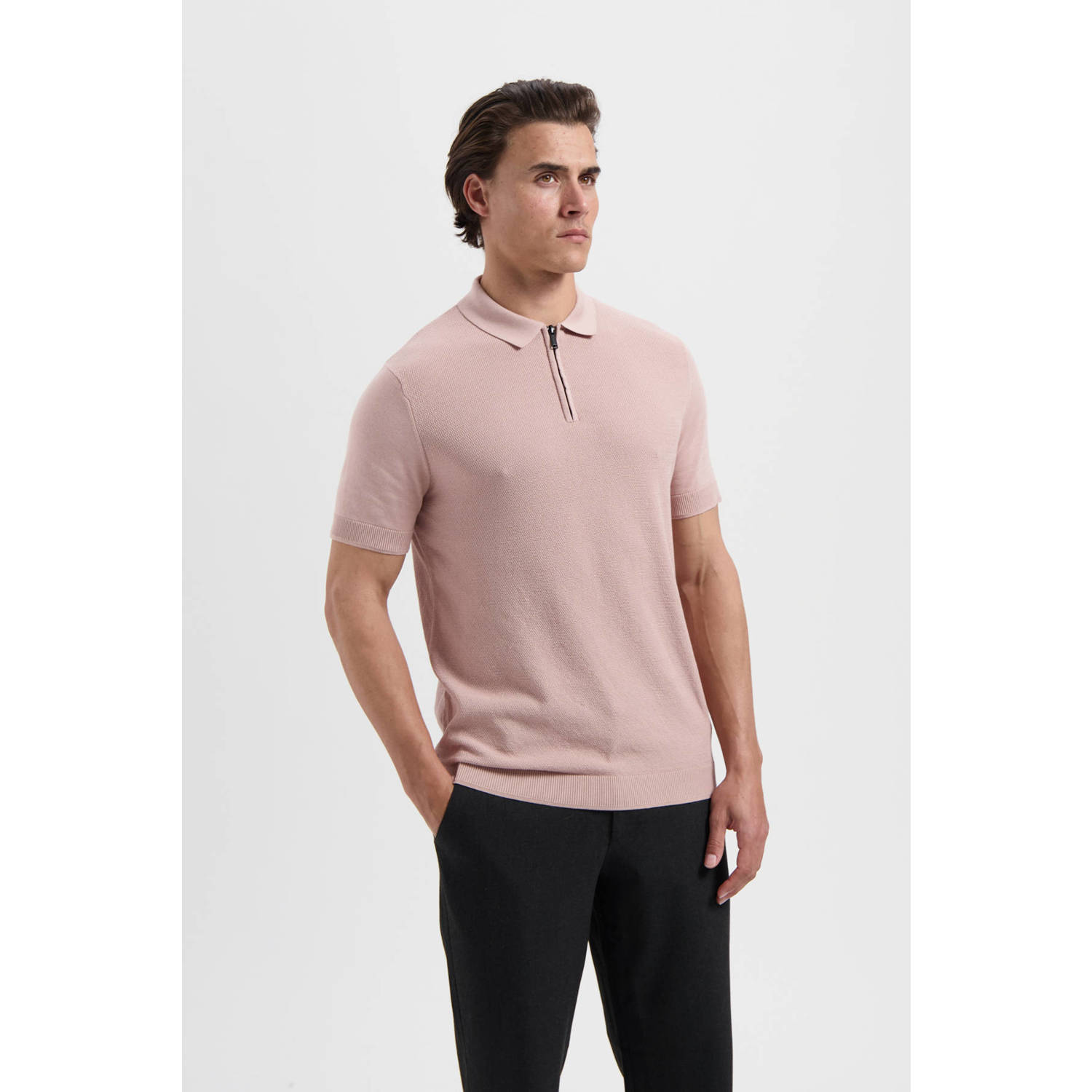 Saint Steve regular polo gebreid oudroze