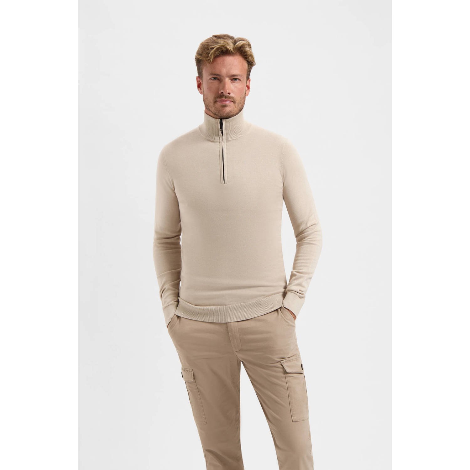 Saint Steve Beige Half Zip Sweater Beige Heren