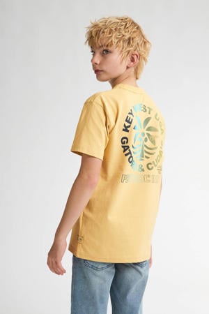 T-shirt met backprint geel
