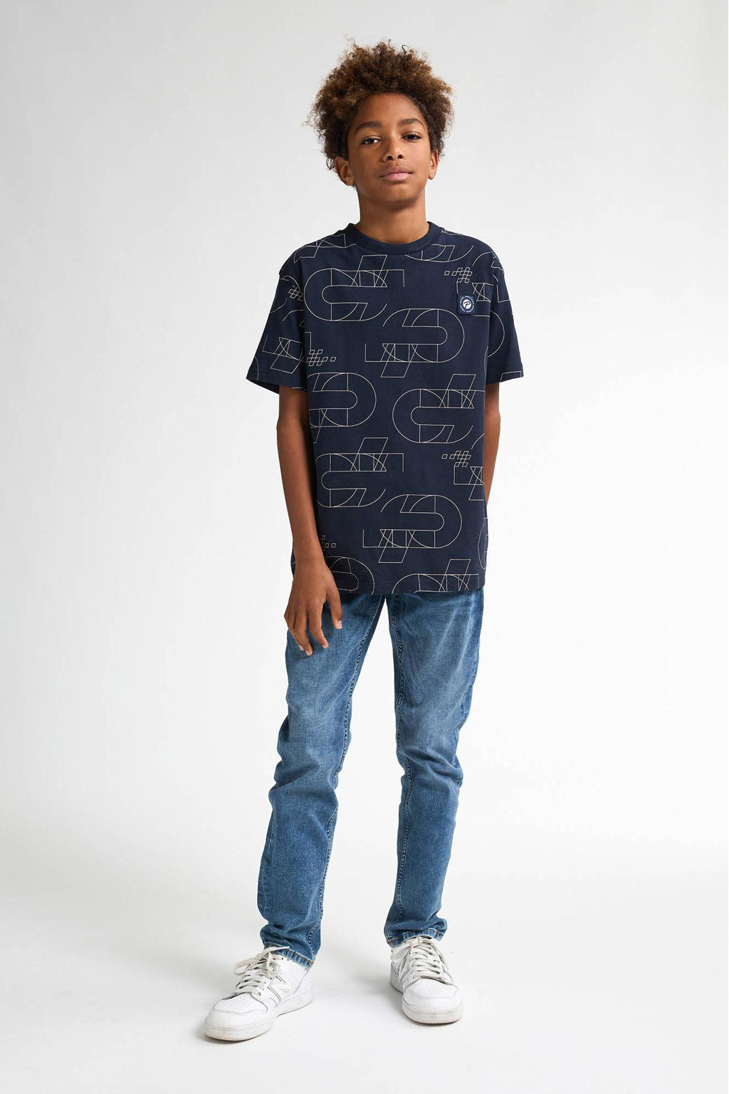 Blauwe jongens Petrol Industries T-shirt van katoen met korte mouwen en ronde hals