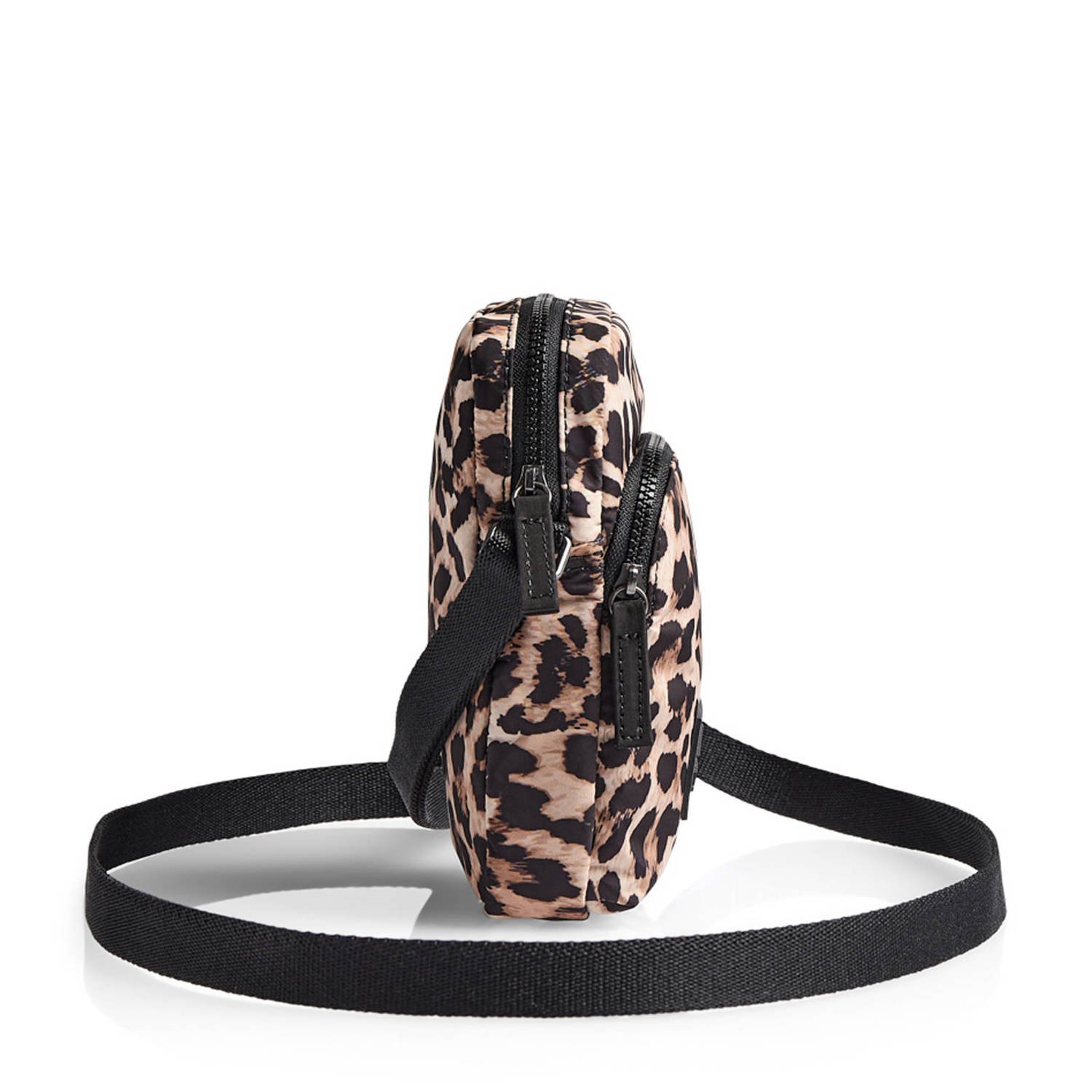 Markberg mini crossbody tas met panterprint ReachMBG bruin