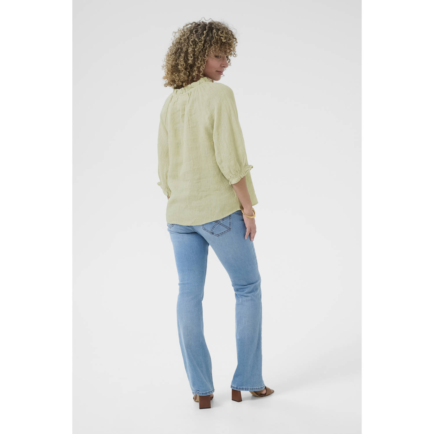 Cream blousetop lichtgroen