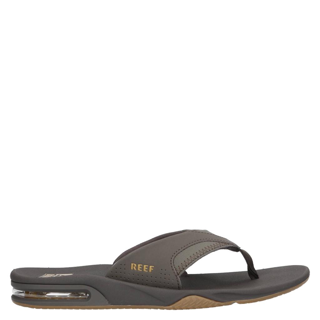 Donkerblauwe heren Reef Fanning teenslippers met flesopener in de zool