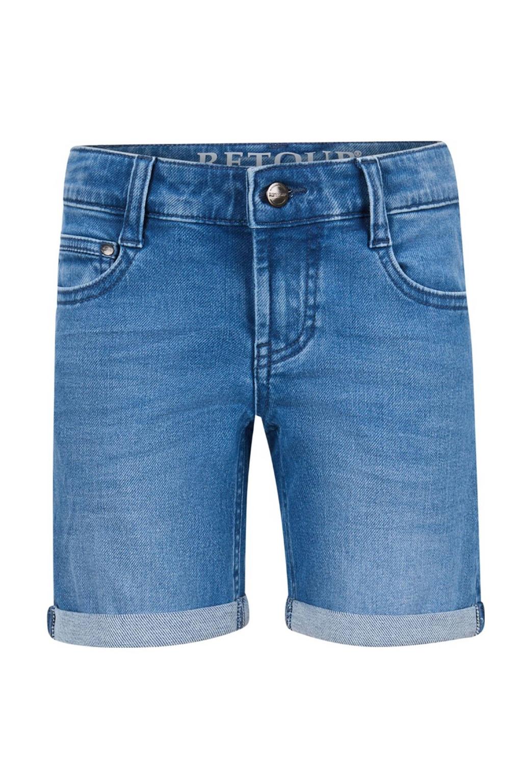 Lichtblauwe jongens Retour Jeans straight short van denim met slim fit, regular waist en effen