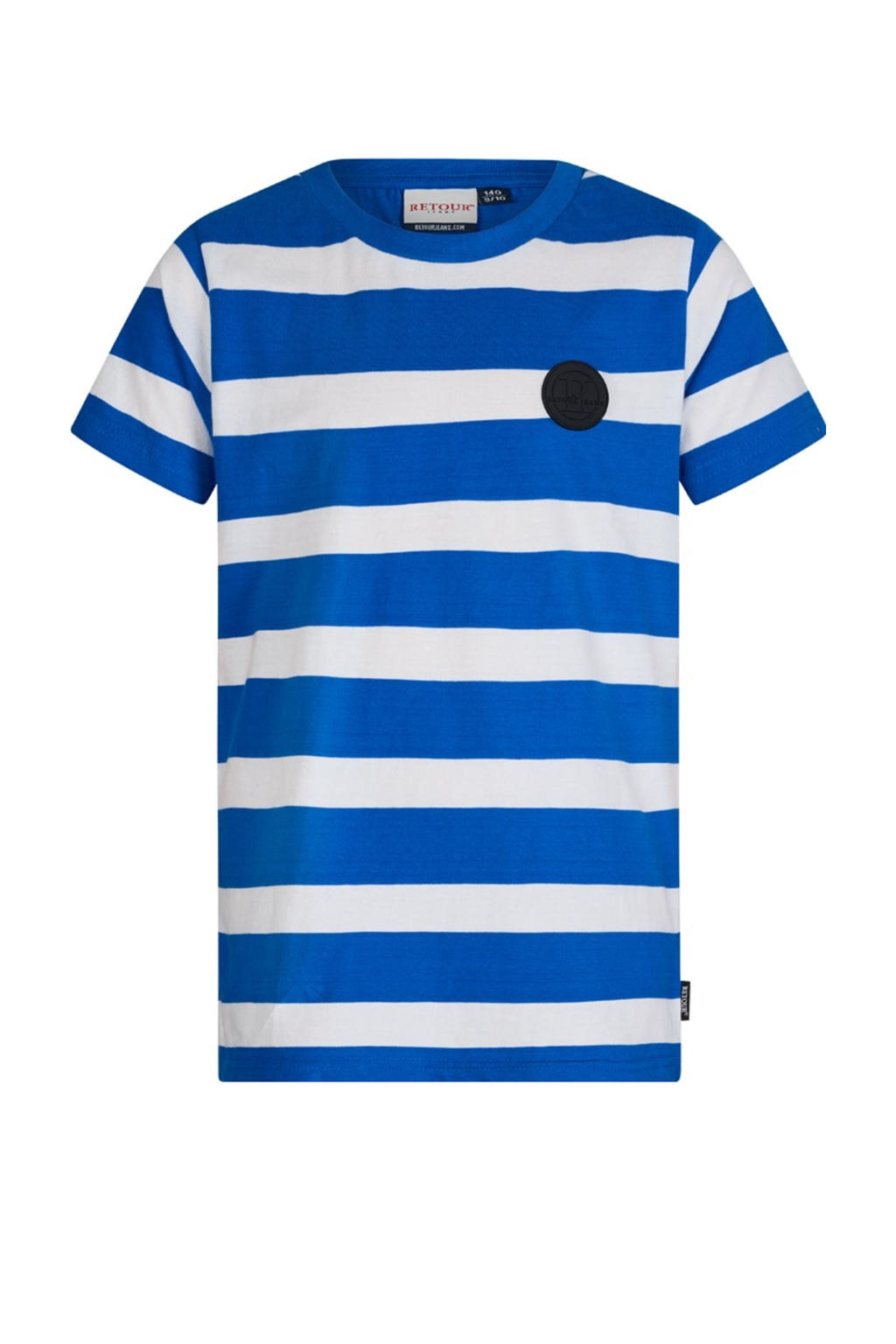 Blauw en witte jongens Retour Jeans T-shirt van katoen met strepenprint, korte mouwen en ronde hals