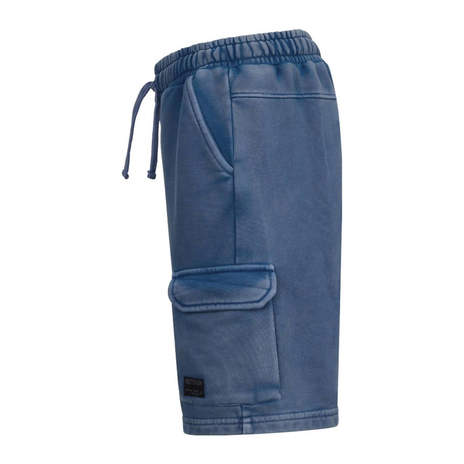 Retour Jeans relaxed cargo sweatshort blauw