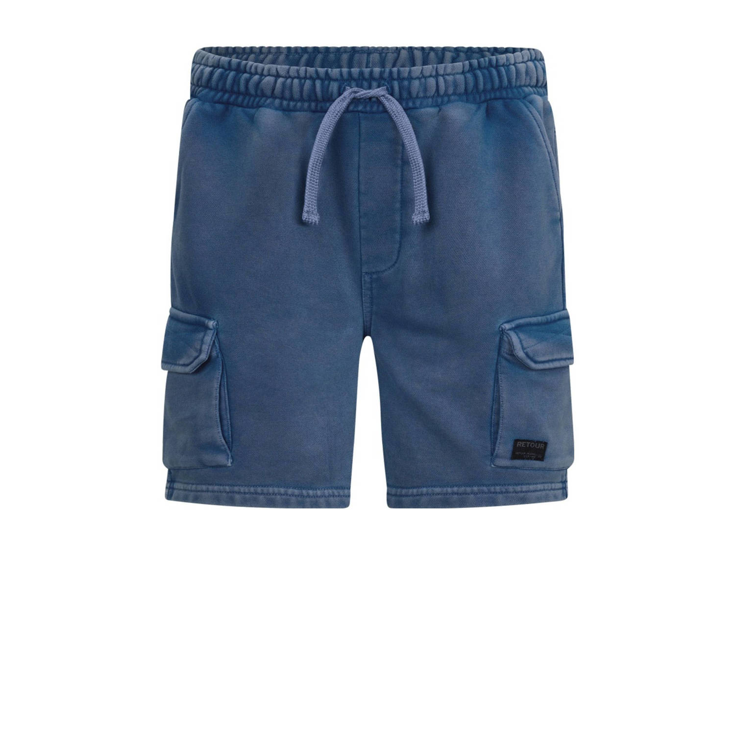 Retour Jeans relaxed cargo sweatshort blauw