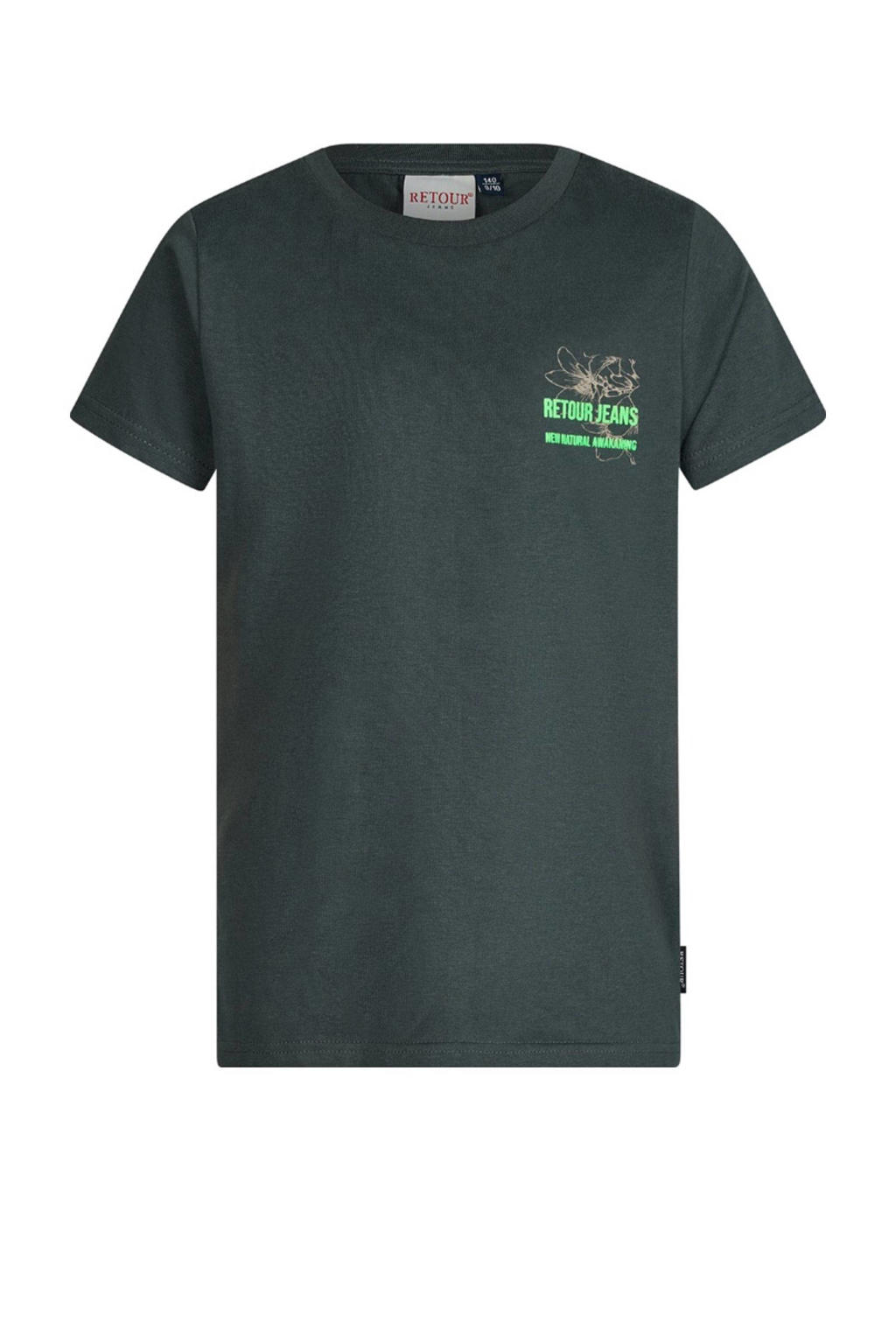 Groene jongens Retour Jeans T-shirt van katoen met backprint, korte mouwen en ronde hals