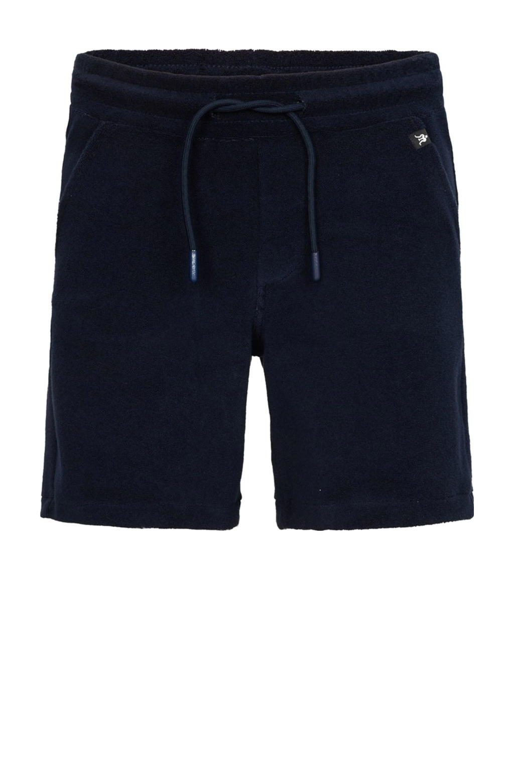 Donkerblauwe jongens Retour Jeans relaxed casual short van badstof met regular waist en effen