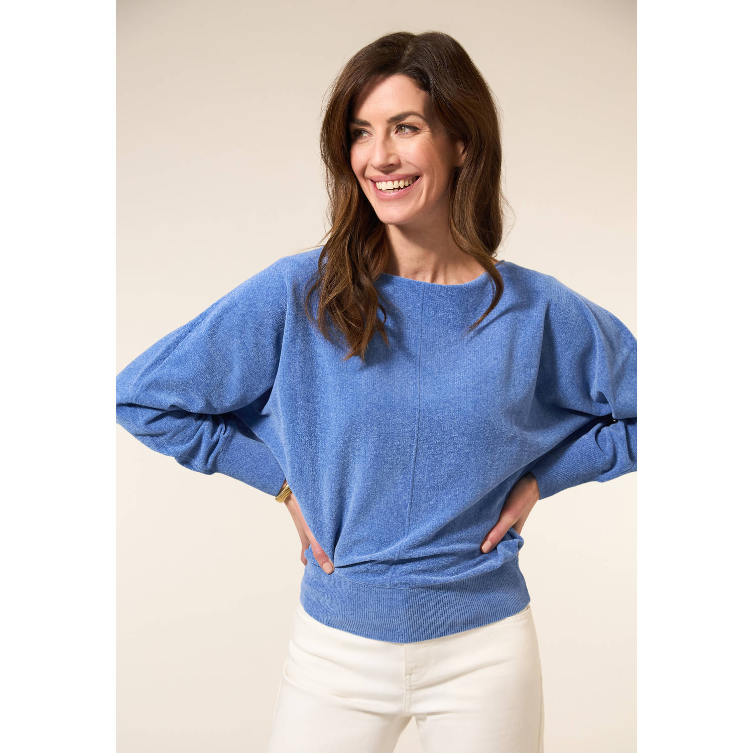 Miss Etam pullover blauw fijn gebreid