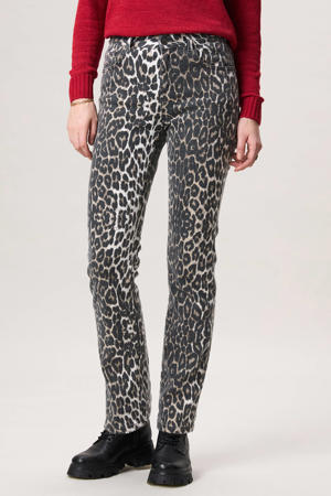 regular waist straight leg jeans panterprint