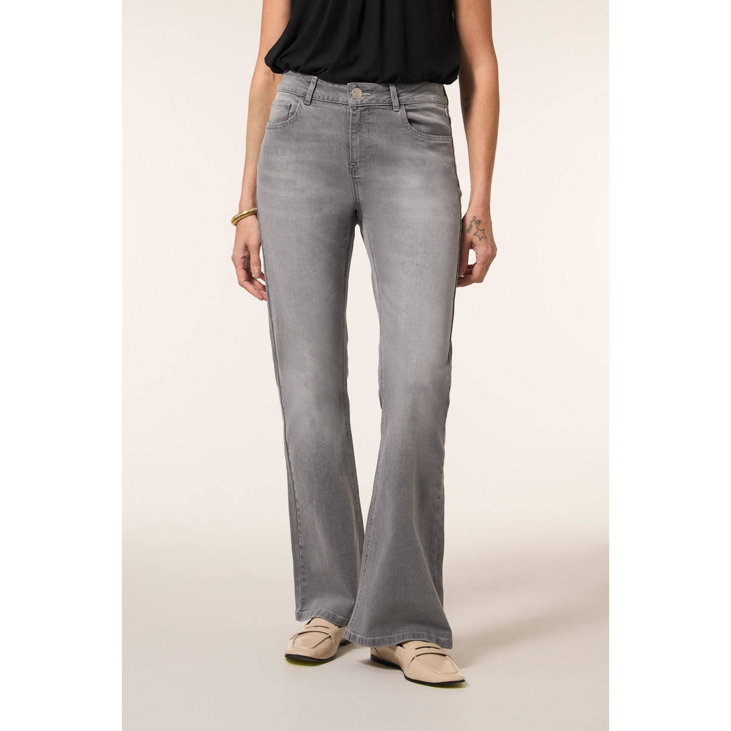 Miss Etam flared jeans grijs