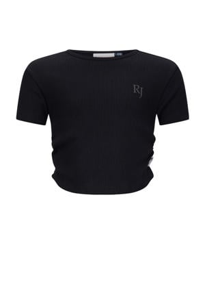 T-shirt zwart rib gebreid