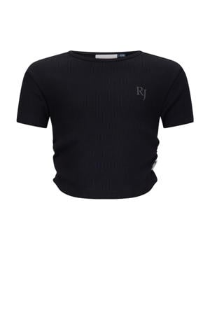 T-shirt zwart rib gebreid