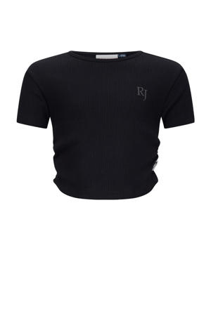 T-shirt zwart rib gebreid