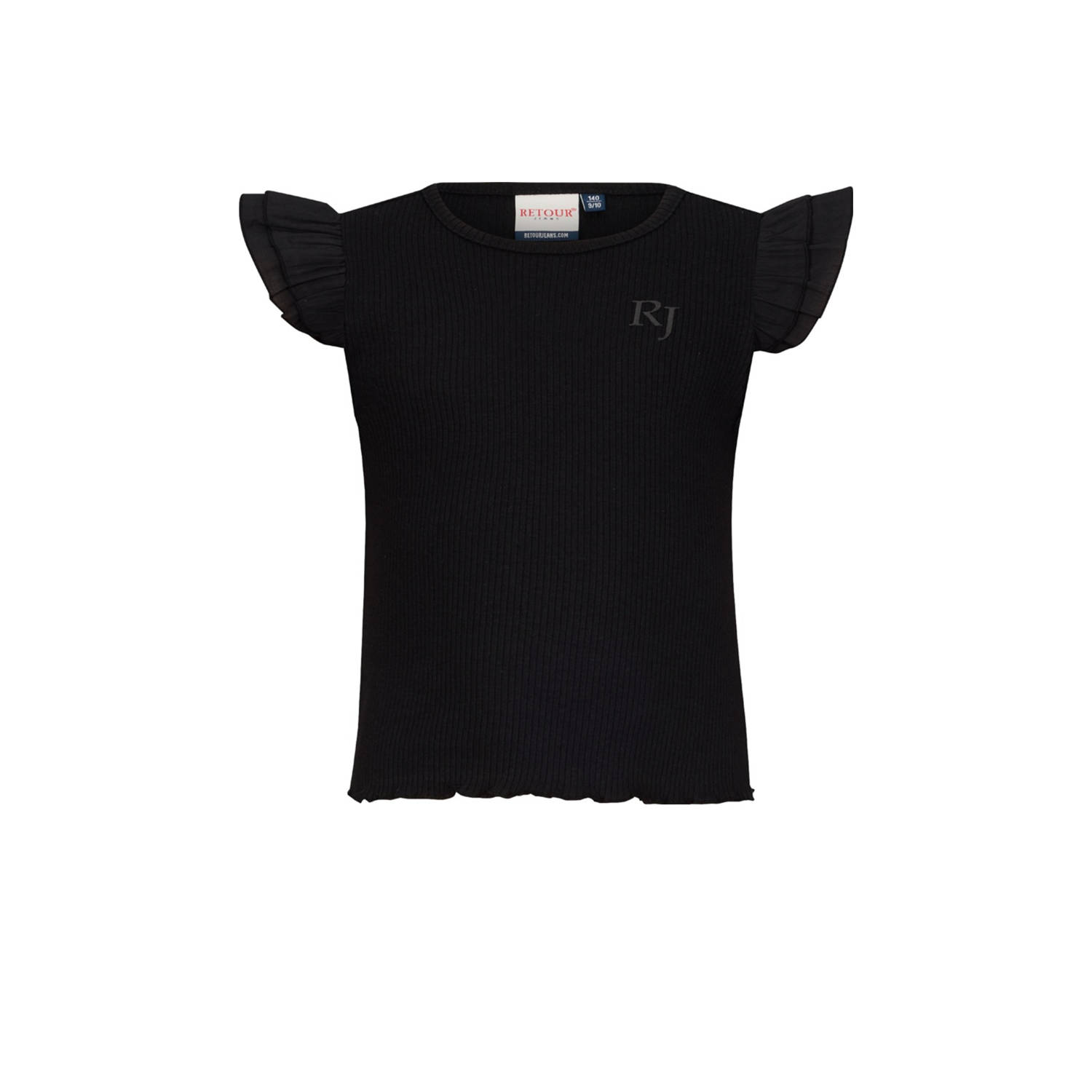 Retour Jeans T-shirt zwart rib gebreid