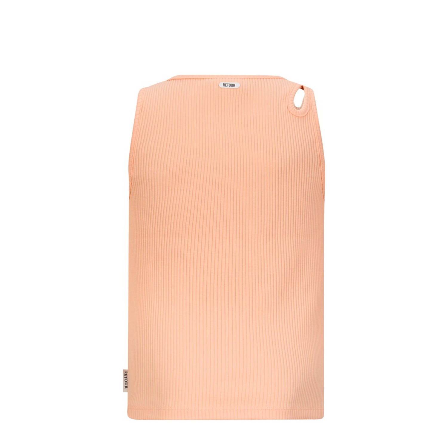 Retour Jeans mouwloze top roze rib gebreid