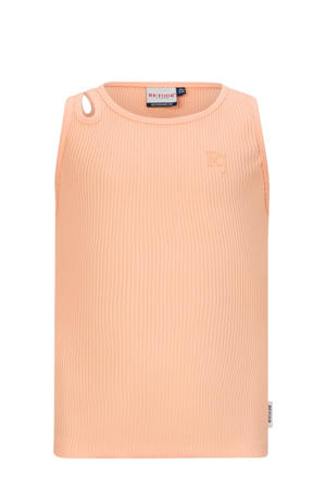 mouwloze top roze rib gebreid
