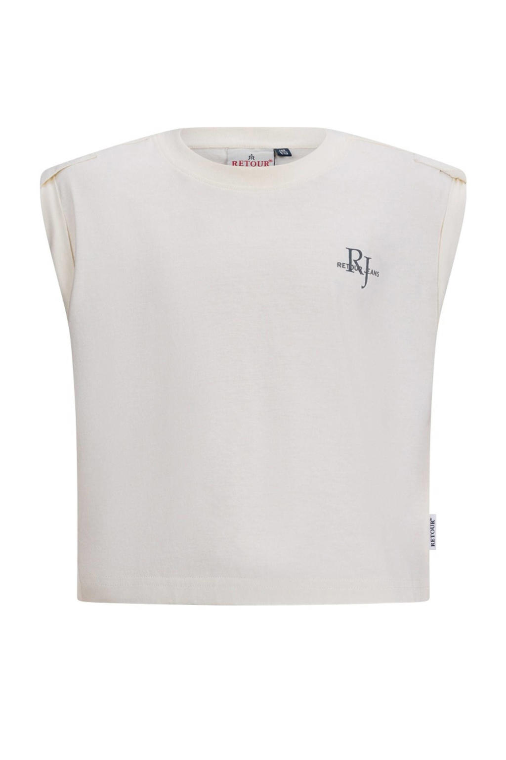 Witte meisjes Retour Jeans T-shirt van katoen met backprint, ronde hals en epauletten