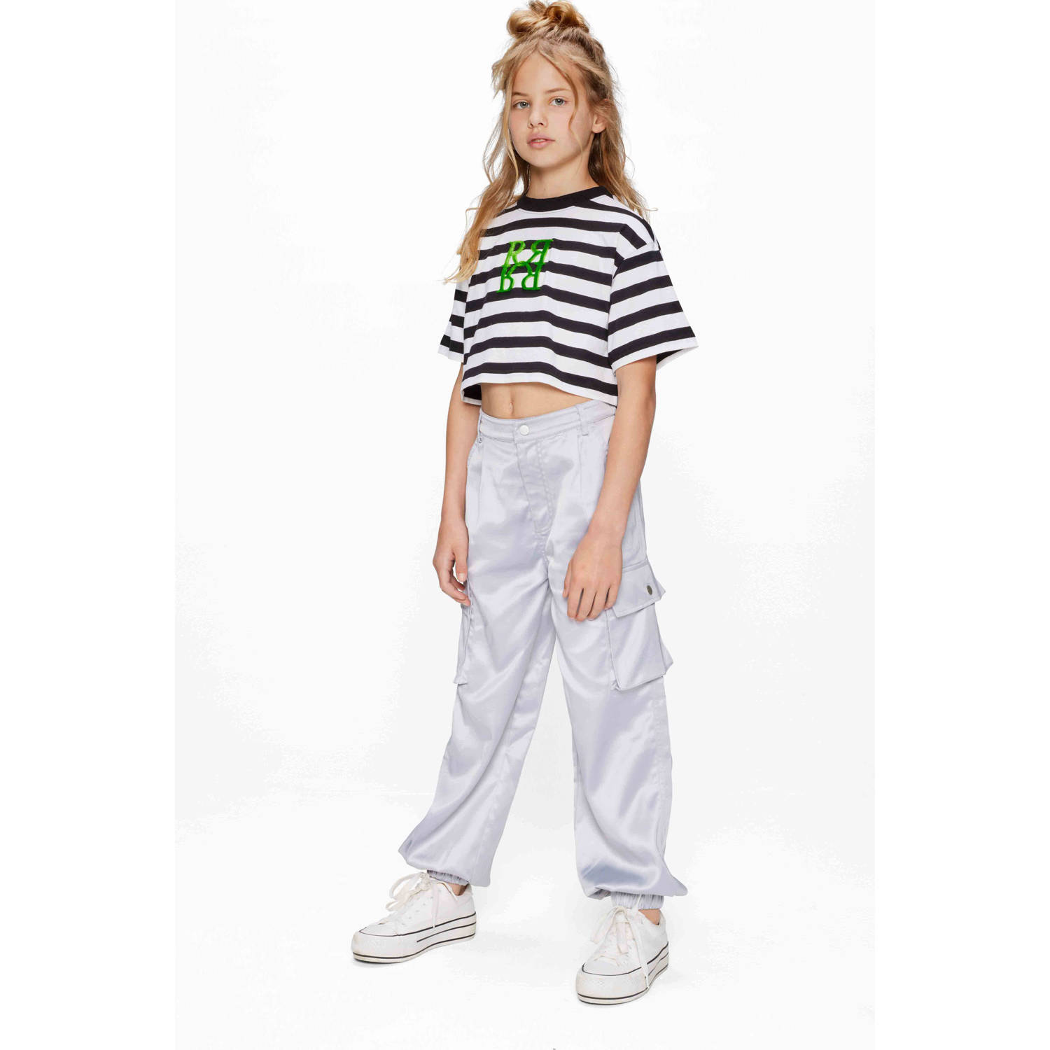 Retour Jeans loose cargo broek zilver