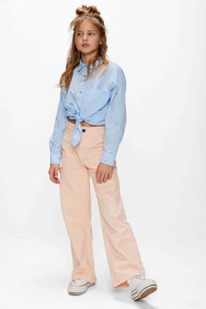 blouse lichtblauw broderie