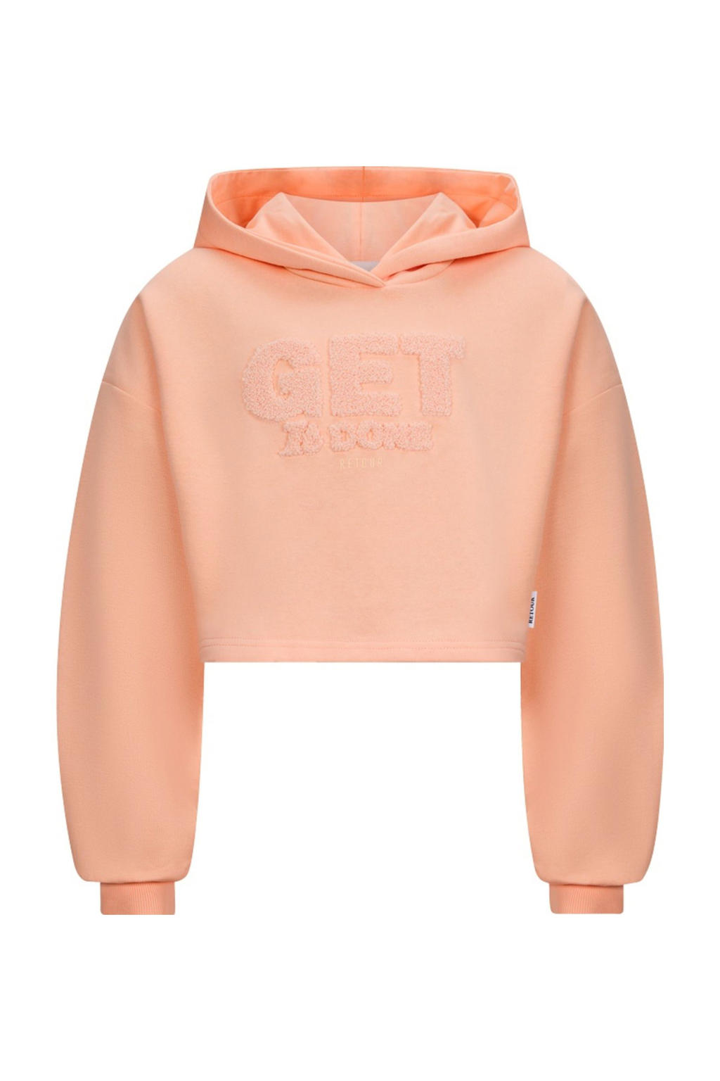Roze meisjes Retour Jeans hoodie van katoen met tekst print, lange mouwen, capuchon en 3D applicatie