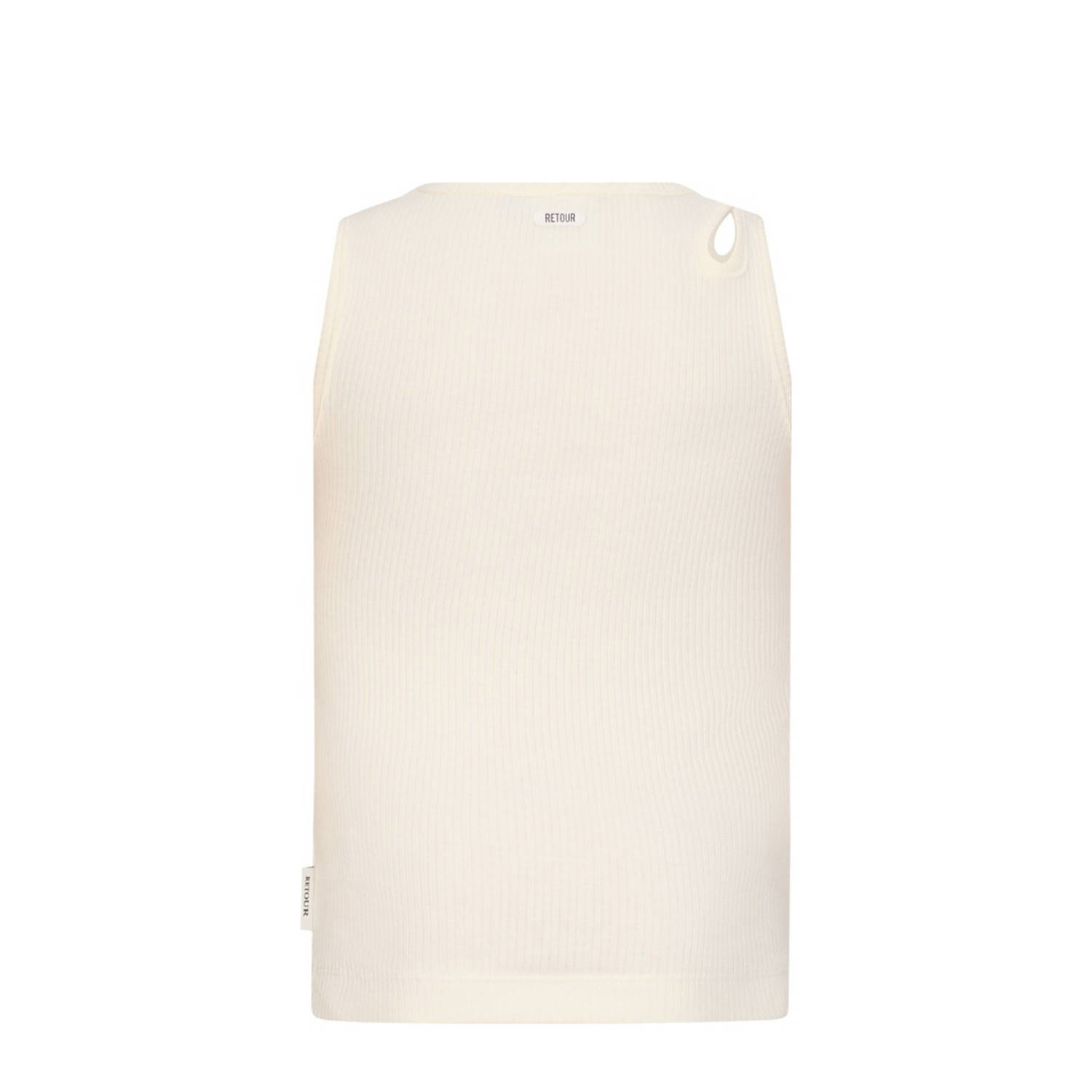 Retour Jeans mouwloze top wit rib gebreid