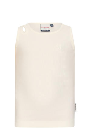 mouwloze top wit rib gebreid