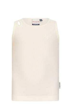 mouwloze top wit rib gebreid