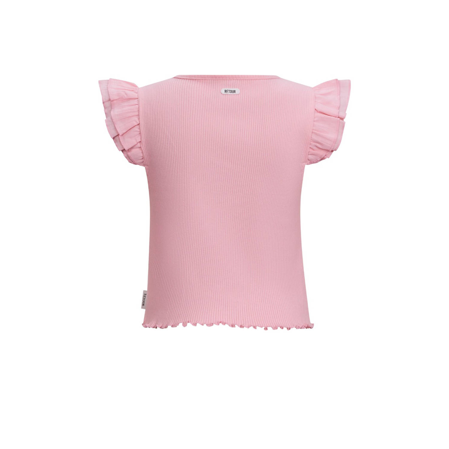 Retour Jeans T-shirt lichtroze rib gebreid