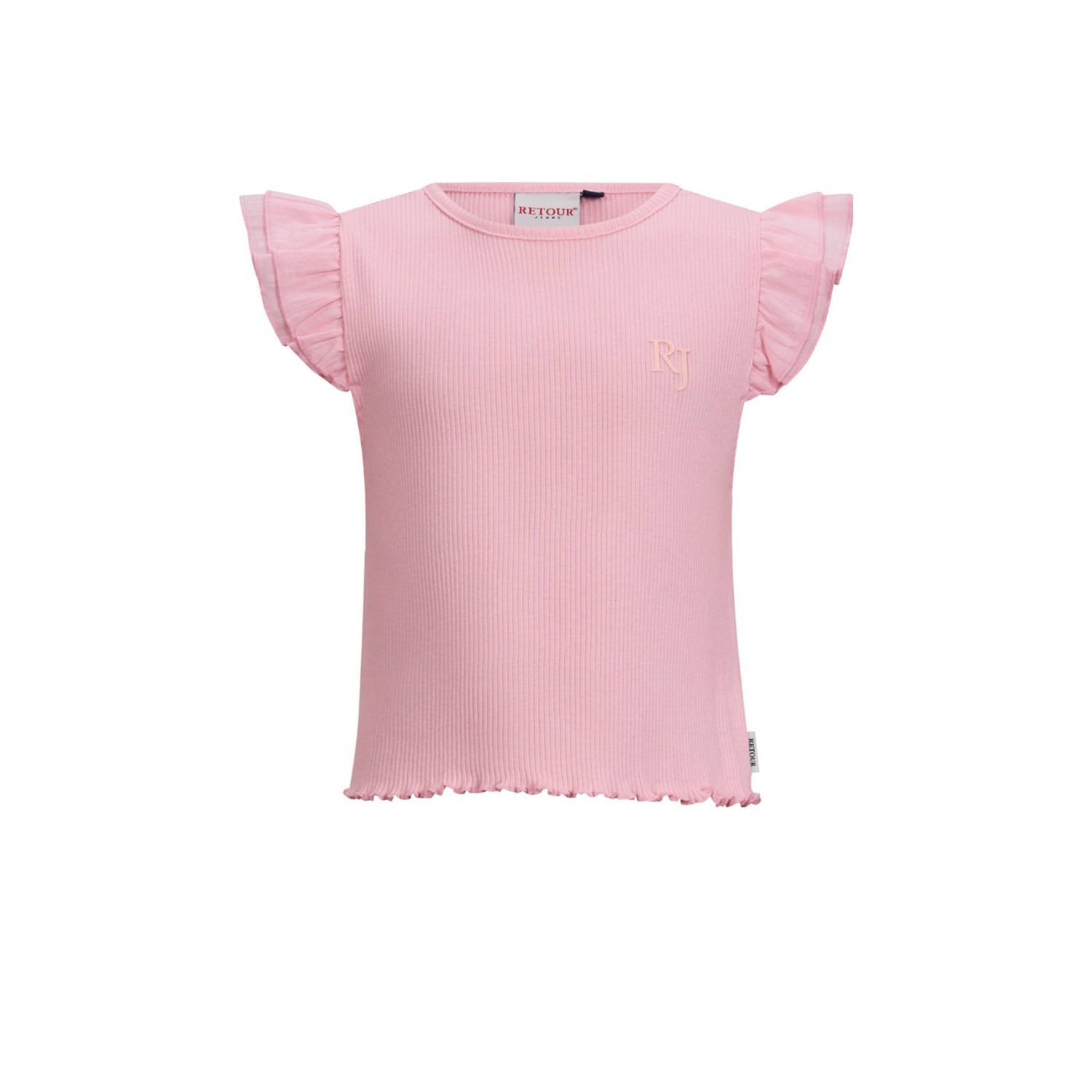 Retour Jeans T-shirt lichtroze rib gebreid