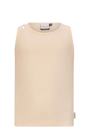 mouwloze top roze rib gebreid