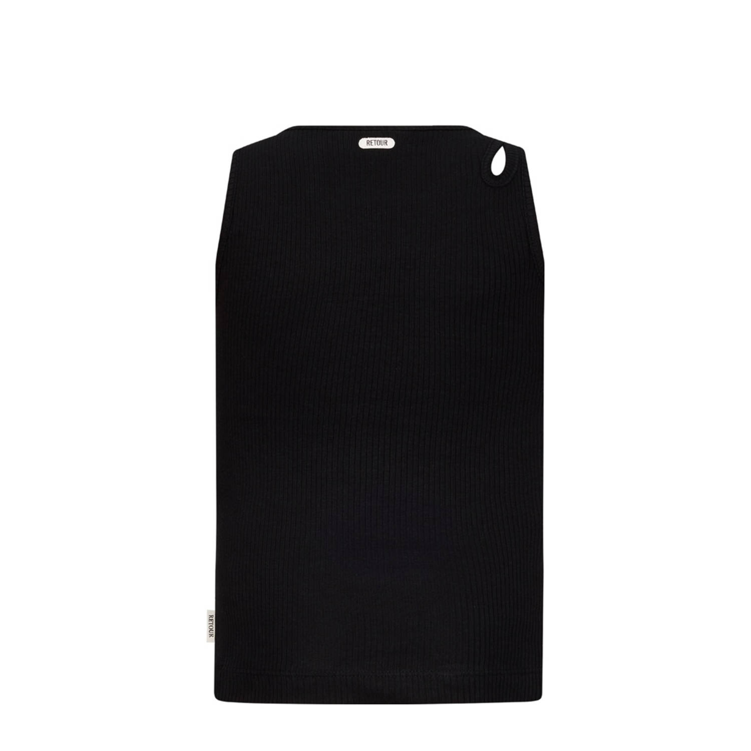 Retour Jeans mouwloze top zwart rib gebreid